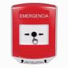 Show product details for GLR0A1EM-ES STI Red Indoor Only Shield w/ Sound Key-to-Reset Push Button with EMERGENCY Label Spanish