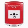Show product details for GLR0A1ES-EN STI Red Indoor Only Shield w/ Sound Key-to-Reset Push Button with EMERGENCY STOP Label English