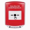 Show product details for GLR0A1EX-ES STI Red Indoor Only Shield w/ Sound Key-to-Reset Push Button with EMERGENCY EXIT Label Spanish