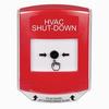 Show product details for GLR0A1HV-EN STI Red Indoor Only Shield w/ Sound Key-to-Reset Push Button with HVAC SHUT-DOWN Label English