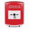 Show product details for GLR0A1HV-ES STI Red Indoor Only Shield w/ Sound Key-to-Reset Push Button with HVAC SHUT-DOWN Label Spanish