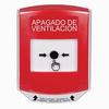 GLR0A1HV-ES STI Red Indoor Only Shield w/ Sound Key-to-Reset Push Button with HVAC SHUT-DOWN Label Spanish