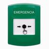 Show product details for GLR101EM-ES STI Green Indoor Only No Cover Key-to-Reset Push Button with EMERGENCY Label Spanish