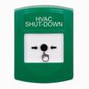 Show product details for GLR101HV-EN STI Green Indoor Only No Cover Key-to-Reset Push Button with HVAC SHUT-DOWN Label English