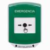 Show product details for GLR1A1EM-ES STI Green Indoor Only Shield w/ Sound Key-to-Reset Push Button with EMERGENCY Label Spanish