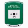 Show product details for GLR1A1ES-ES STI Green Indoor Only Shield w/ Sound Key-to-Reset Push Button with EMERGENCY STOP Label Spanish
