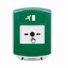 Show product details for GLR1A1RM-EN STI Green Indoor Only Shield w/ Sound Key-to-Reset Push Button with Running Man Icon English