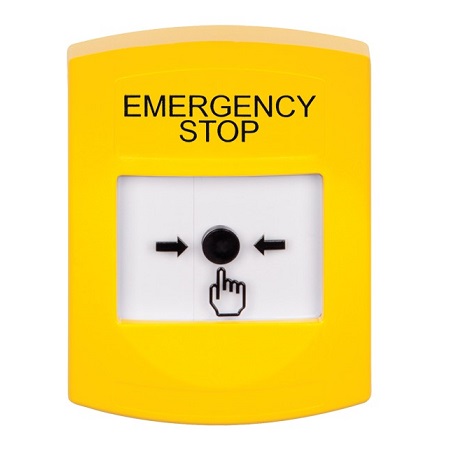 GLR201ES-EN STI Yellow Indoor Only No Cover Key-to-Reset Push Button with EMERGENCY STOP Label English