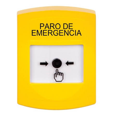 GLR201ES-ES STI Yellow Indoor Only No Cover Key-to-Reset Push Button with EMERGENCY STOP Label Spanish