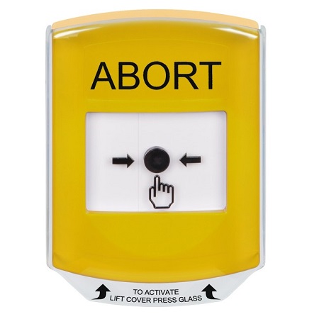 GLR221AB-EN STI Yellow Indoor Only Shield Key-to-Reset Push Button with ABORT Label English