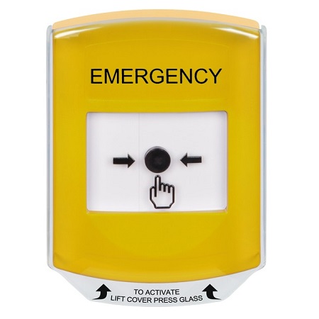 GLR221EM-EN STI Yellow Indoor Only Shield Key-to-Reset Push Button with EMERGENCY Label English