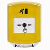 Show product details for GLR221RM-ES STI Yellow Indoor Only Shield Key-to-Reset Push Button with Running Man Icon Spanish