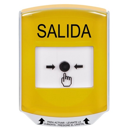 GLR2A1XT-ES STI Yellow Indoor Only Shield w/ Sound Key-to-Reset Push Button with EXIT Label Spanish