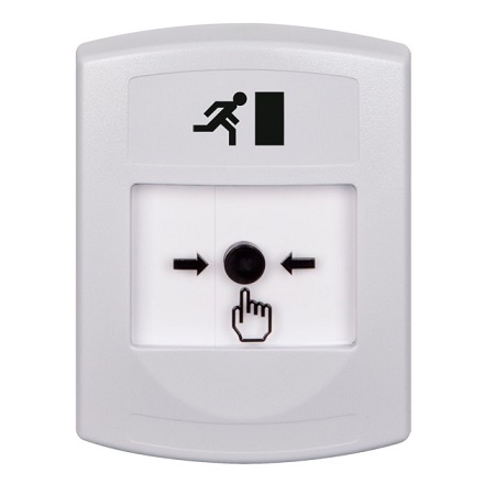 GLR301RM-ES STI White Indoor Only No Cover Key-to-Reset Push Button with Running Man Icon Spanish