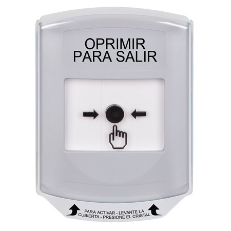 GLR321PX-ES STI White Indoor Only Shield Key-to-Reset Push Button with PUSH TO EXIT Label Spanish