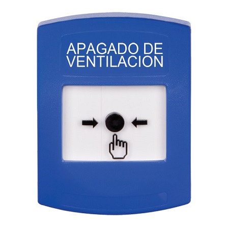 GLR401HV-ES STI Blue Indoor Only No Cover Key-to-Reset Push Button with HVAC SHUT-DOWN Label Spanish