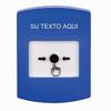 GLR401ZA-ES STI Blue Indoor Only No Cover Key-to-Reset Push Button with Non-Returnable Custom Text Label Spanish