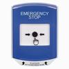 Show product details for GLR421ES-EN STI Blue Indoor Only Shield Key-to-Reset Push Button with EMERGENCY STOP Label English