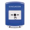 Show product details for GLR4A1EV-ES STI Blue Indoor Only Shield w/ Sound Key-to-Reset Push Button with EVACUATION Label Spanish
