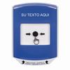GLR4A1ZA-ES STI Blue Indoor Only Shield w/ Sound Key-to-Reset Push Button with Non-Returnable Custom Text Label Spanish