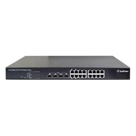 [DISCONTINUED] GV-POE1611 Geovision 16-Port Gigabit 250W Total 802.3at Web Management PoE Switch