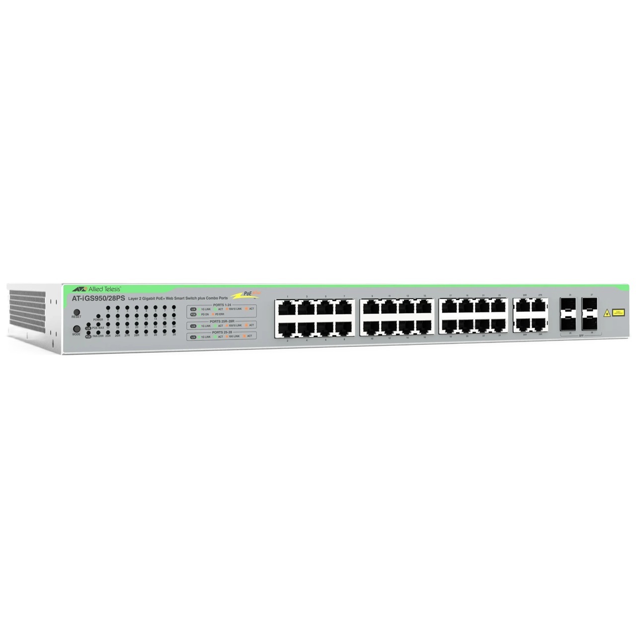 HV-IGS950/28PS-910 Hanwha Vision 24 x Gigabit Ethernet PoE+ 370W (L) WebSmart Switch with 4 SFP Ports