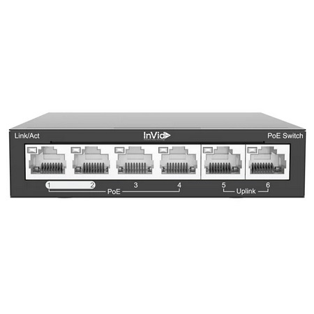 VIS-LRPOE4-2N InVid Tech Vision Series 4-Port PoE Switch with 2 Uplink Ports
