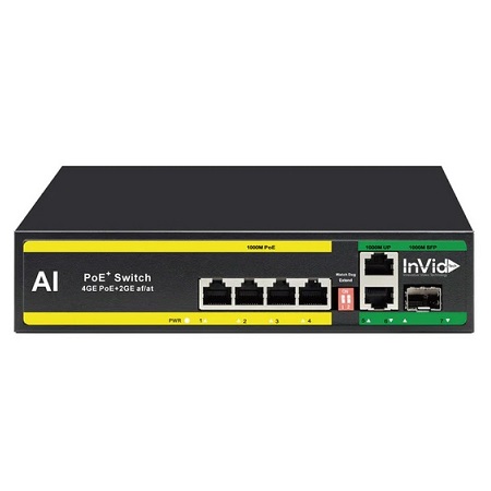 VIS-POE4-1FG InVid Tech Vision Series 4 Port PoE Switch with 1 Up-link Ports