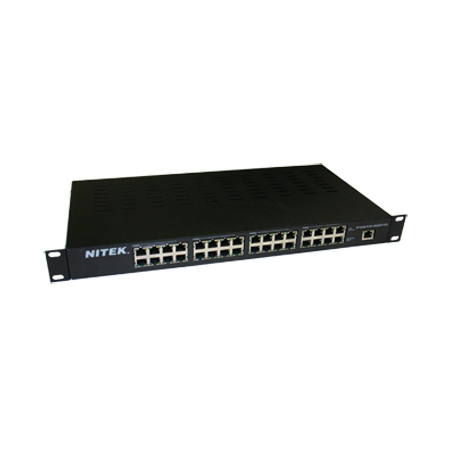 IP1648M Nitek Managed PoE Inserter - 16 Port Rack Mount Mid Span Injector 15.4 Watts per Channel