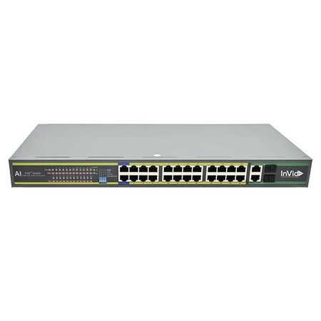 VIS-GIGPOE24-2+ InVid Tech Vision Series 24+2x RJ45+ 2X SFP Gigabit 19" Rack Mountable Case 400W UL Listed
