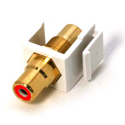 20-3103-WH/RD Datacomm Keystone Jack - Modular RCA w/Red Center (White)