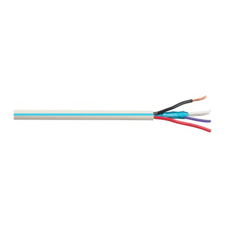 LUQSCP Remee 22 AWG 2 Conductors Shielded Stranded Bare Copper 16AWG 2 Conductors Unshielded Bare Copper CL3P Plenum Access Control Composite Cable - 1000' Reel - White with Light Blue Stripe