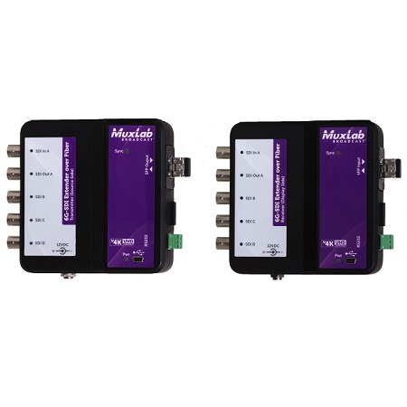 500734-SM10 Muxlab 6G-SDI Extender Over Fiber Optic with Return Channel SM10