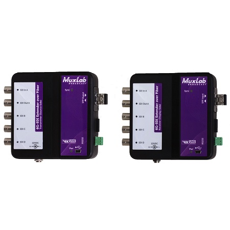 500734-SM40 Muxlab 6G-SDI Extender Over Fiber Optic with Return Channel SM40