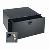 Show product details for D5LK Middle Atlantic 5-Space 8 3/4 Inch Rack Drawer with Lock - Black Brushed Finish