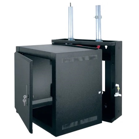 EWR-8-17SD Middle Atlantic 8 Space (14 Inch) EWR Economic Sectional Wall Rack With Solid Front Door, Black Finish