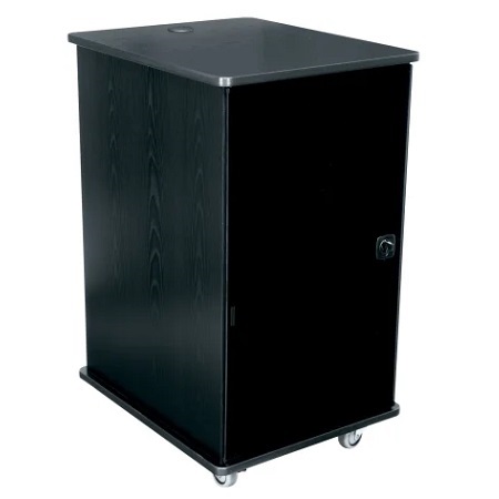 MFR-2027GE Middle Atlantic Mobile Furniture Rack, 20 Space, 27 Inch Deep, Melamine, Plexi Door, Grained Ebony Ash