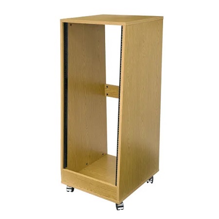 OSR24 Middle Atlantic 24 Space ( 42 Inch ) Oak Sloped Studio Rack with Casters