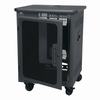 Show product details for PTRK-1426MDK Middle Atlantic 14 Space (24 1/2 Inch) 26 Inch Deep Portable Rolling Rack with Plexi Front Doors