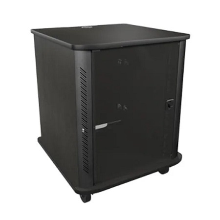 RFR-1628BR Middle Atlantic 16 Space Reference Series Rack, 28 In Wide, 28 In Deep, 16 Rack Space, Glass Door, 4 In Casters, Black Rain
