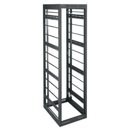 VRK-44-36HLRD Middle Atlantic 44 Space (77 Inch), 36 Inch Deep Video Rack with Horizontal Lacing Bars, without Rear Door, Black Finish