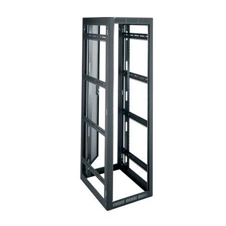 WRK-24-27 Middle Atlantic 24 Space (42 Inch), 27 Inch Deep Gangable Rack with Rear Door, Black Finish