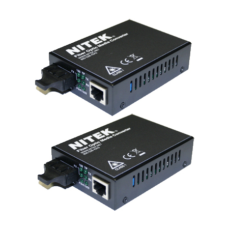 MC722STX2-40 Nitek Fiber Optic Media Converter 40 KM Set - Includes 2 of MC722ST-40