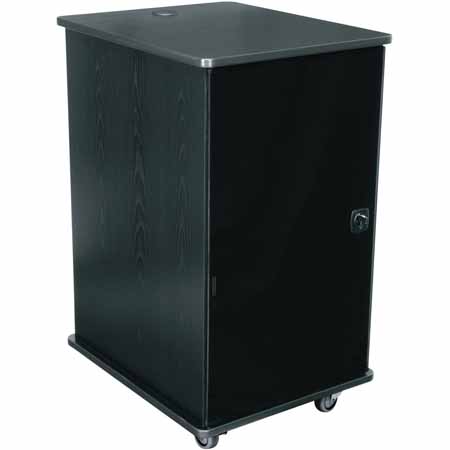 MFR-1627GE Middle Atlantic Mobile Furniture Rack, 16 Space, 27 Inch Deep, Melamine, Plexi Door, Grained Ebony Ash