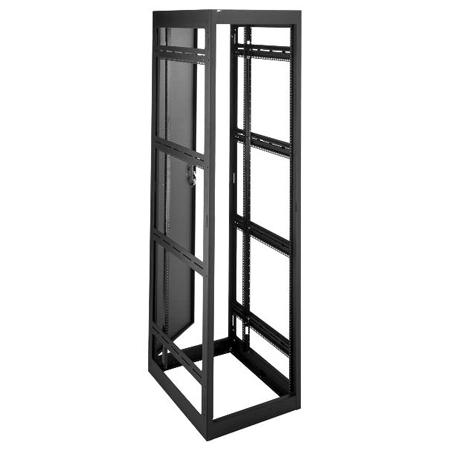 MRK-4036 Middle Atlantic 40 Space (70 Inch), 36 Inch Deep Gangable Rack with Rear Door, Black Finish