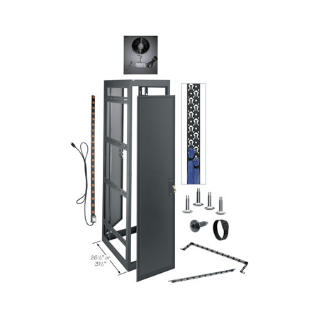 MRK-4426-AV-AB Middle Atlantic 44 Space (77 Inch), 26 Inch Deep Gangable Rack Configured for Av, Add-A-Bay, Black Finish