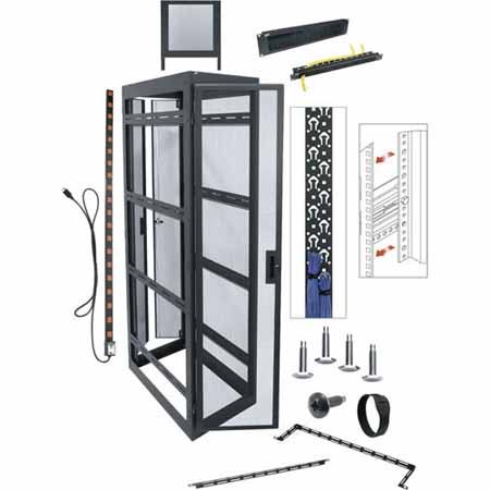 MRK-4436-NVR-AB Middle Atlantic 44 Space (77 Inch), 36 Inch Deep Gangable Rack Configured for NVRS, Add-A-Bay, Black Finish