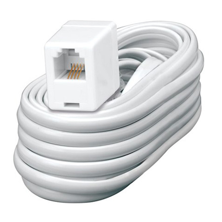 MTE15WX Vanco Cord Extension Modular Plug/Jack 15 ft White