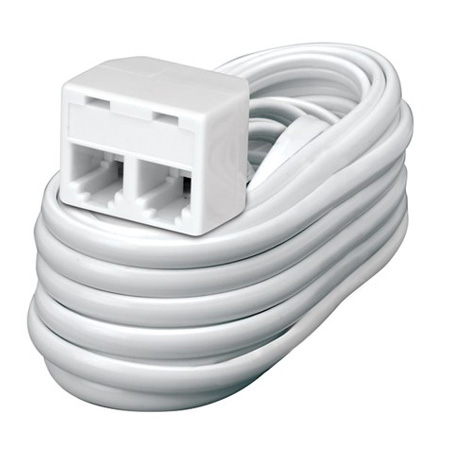 MTE215X Vanco Cord Extension Modular Plug/ Dual Jack 15 ft Ivory
