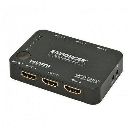 MVS-AH51-01NQ Seco-Larm 4K HDMI Switcher with 5 HDMI Inputs and 1 HDMI Output